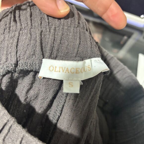 NWT Olivaceous Pants Dark Gray Small Tiered Wide Leg Rayon Relaxed Bohemian - Picture 3 of 7